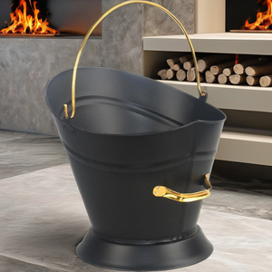 Scuttle de charbon de luxe avec décor à la maison ovale de fer de poignée d'or pour le combustible en bois - Product Image 1