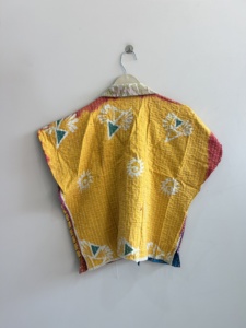Reversible <b>Kantha</b> Short <b>Jacket</b> Women Boho Vintage Patchwork Cotton Summer Coat - Product Image 2