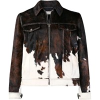 Chaqueta de Hombre Estilo Camionero de Cuero Vacuno Genuino de Alta Gama, Color Marrón Oscuro con Manchas Blancas, Ecológica y Resistente al Viento