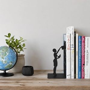 Creative Metal <b>Bookend</b> With Woman Silhouette Design For Desk Storage Organization - Product Image 4
