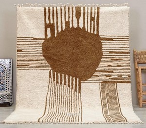 Tapis en laine marocaine Beni Ourain noué à la main |   Tapis shaggy berbère fait main |   Tapis géométrique ivoire sur mesure en gros - Product Image 2