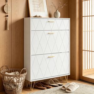 Scarpiera Moderna Classica, Semplice e Salvaspazio, in Alluminio e MDF, con Ripiani Regolabili per Casa o Hotel - Product Image 6
