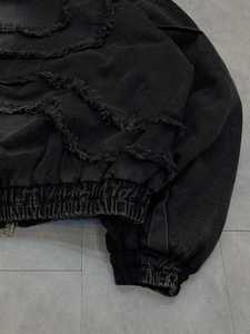 Oversized <b>Black</b> Cotton Pullover Hoodie <b>Men</b> Ruffle Design Washed Fabric Casual O-Neck Streetwear <b>Sweatshirt</b> Autumn Style - Product Image 2