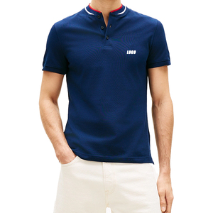 Polo de cuello béisbol con etiqueta privada, corte ajustado, para hombre, estilo moderno y urbano, tejido piqué transpirable, informal. - Product Image 1