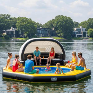 Bateau flottant gonflable en PVC, plateforme de fête portable avec trampoline intégré pour utilisation en parc aquatique, capacité >10 personnes - Product Image 4