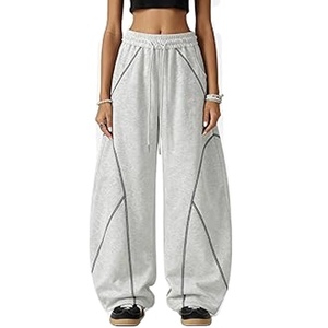 Pantalones de chándal anchos para hombre, OEM, de marca personalizada, al por mayor, de alto gramaje, transpirables, con lavado ácido, estilo casual deportivo holgado, con efecto arrugado y corte tipo barril - Product Image 1