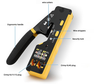 8 em 1 Straight Through Crimp <span class=keywords><strong>Tool</strong></span> <span class=keywords><strong>Kit</strong></span> 8P 6P Tester Fio Lâmina De Corte Cat6 Conector Protetor RJ45 Crimp <span class=keywords><strong>Tool</strong></span> - Product Image 6