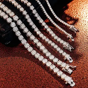 Collier chaîne tennis en argent sterling et moissanite 3mm 4mm 5mm, bijoux hip hop, collier ras du cou pour homme et femme, cadeau de Noël de luxe - Product Image 3