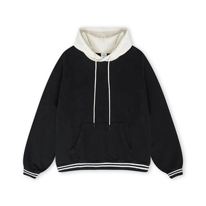 Customizable Heavyweight Cotton Pullover Hoodies for Men No <b>Strings</b> Attached Plain <b>Black</b> Cut Sew High Quality Digital for Winter - Product Image 1