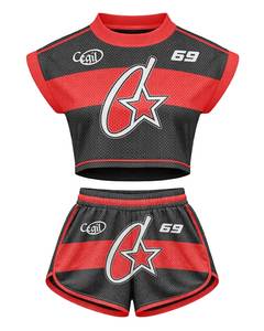 2026 Women's 2-Piece Street Sportswear <b>Set</b> Full-Sleeve T-Shirt and Knee-Length Shorts Breathable Non-Pilling - Product Image 4