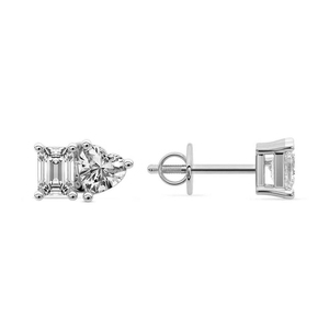 Nuevos pendientes de diamantes de laboratorio con corte clásico Gold Divine Double Flame (1 Ct.) Tw. Joyería de calidad VS1, VVS1 para mujeres y niñas - Product Image 2