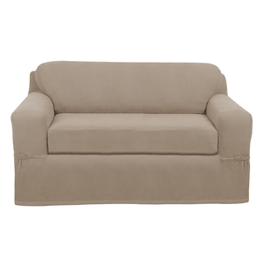 2-Piece Stretch Loveseat Slipcover <b>for</b> Living Room Sand Beige High Quality Plain <b>Sofa</b> <b>Cover</b> - Product Image 1