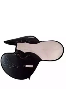 Black & White Racing Saddle PU Leather <b>Equestrian</b> Saddle Horse English Saddle Handmade racing Saddle - Product Image 1