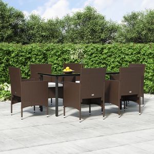 Set da pranzo in 7 pezzi con Patio marrone e nero con comodi cuscini mobili eleganti per intrattenere all'aperto - Product Image 1
