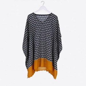 Vestido Kaftán Mini de Playa Bohemio Tejido de Algodón Estampado Ecológico con Cuello en V, Borlas y Diseño Asimétrico Transpirable - Fabricante - Product Image 2