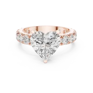 Bague de fiançailles en diamant de laboratoire taille cœur 3 carats, or massif 18 carats, certifiée IGI, avec large bande d'éternité accentuée, VVS E-F, bague fine - Product Image 3