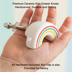 Wholesale Handmade <b>Ceramic</b> Kids <b>Knobs</b> Star Cloud Rainbow Design Colorful Drawer Cabinet Door Pulls Nursery Decor - Product Image 4