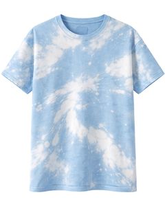 Light Blue <b>Tie</b> Dye T Shirt Men Round Neck Short Sleeve Cotton Casual Streetwear Vintage Wash Custom OEM Wholesale Tee Supplier - Product Image 1