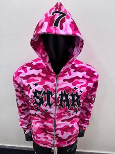 Sudadera con Capucha de Alta Calidad, 100% Algodón, Secado Rápido, 430g, Cierre de Cremallera de 1/4, Logotipo Bordado por Sublimación, Estilo Urbano, Diseño Camuflaje - Product Image 4