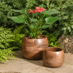 Ensemble de jardinières en bois faites à la main, écologiques, en bois d'acacia et de manguier de qualité supérieure, pots ronds pour la décoration de la maison de luxe et les plantes d'intérieur - Product Image 6