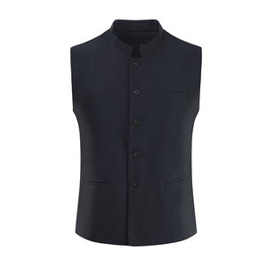 Chaleco de Traje Formal para Hombre, Talla Grande, Negro, Cuello en V, Cierre de Botón, Tejido Transpirable y Ecológico, Primavera/Otoño - Product Image 2