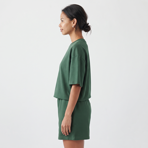 Ropa de Marca, Ropa de Verano para Mujer, Color Verde, Conjunto de Dos Piezas, Camiseta de Manga Corta y Pantalones Cortos, Conjuntos Deportivos Elegantes - Product Image 2