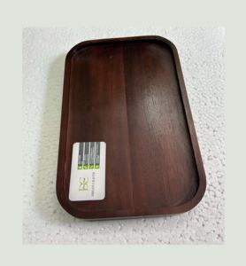 Bandeja otomana de nogal, Rectangar de madera maciza, bandeja para servir refrescos de café, diseño de ágata ecológico, artesanía Natural pulida - Product Image 4