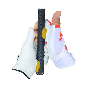 Gant de golf pour main droite, blanc avec accents rouges et jaunes, antidérapant, en microfibre, à doigts complets, unisexe, pour le sport - Product Image 1