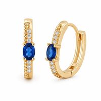 Boucles d'oreilles créoles plaquées or 18 carats avec zircon bleu, boucles d'oreilles créoles rétro en argent sterling pour femme, à porter au quotidien