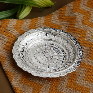 Plateau rond en laiton pour desserts et gâteaux, plateau de présentation argenté de qualité supérieure, vaisselle pour restaurants et cafés, centre de table décoratif - Product Image 6
