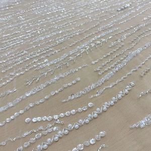 ผ้าปักลูกปัดคุณภาพสูง งานแฮนด์เมด ประดับเลื่อมสีทอง ผ้าตาข่ายลูกไม้ สำหรับชุดแต่งงาน เสื้อผ้าแฟชั่นหรูหรา ขายส่ง - Product Image 1