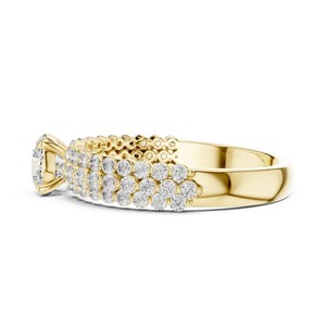 Lab Grown Diamond Engagement Ring 18K Gold Pave Set Round Brilliant Wedding Jewelry for Women - Product Image 3