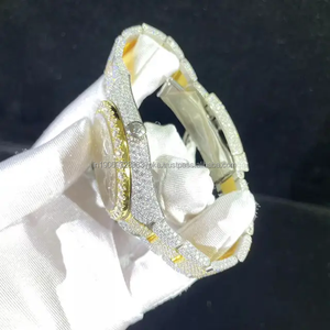 Reloj de pulsera de cuarzo de acero inoxidable de 41mm para hombre de alta calidad VVS1 Moissanite ventana de vidrio estilo antiguo analógico de lujo Hip Hop - Product Image 6