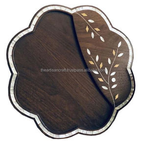 ถาดไม้เคลือบเงาสไตล์รักทะเลรูปทรงดอกไม้สำหรับตกแต่งบ้านของขวัญบรรจุภัณฑ์อาหารเสิร์ฟผลิตภัณฑ์หัตถกรรมธรรมชาติ - Product Image 2