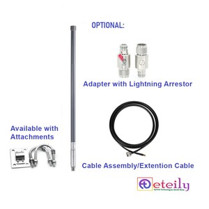 เสาอากาศไฟเบอร์กลาส ETEILY คุณภาพสูง 433MHz 15dBi พร้อมหัวต่อแบบ N Female St. Bulkhead Connector รุ่น ET-43315FG10-NFS-BH สำหรับโทรคมนาคม - Product Image 4