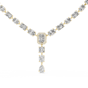 สร้อยคอจี้เพชรทรงเอเมอรัลด์ทองคำขาว 14K ชุบทองคำขาว ประดับเพชรแล็บโกรว์ ดีไซน์วินเทจทรงรอยัลคาสเคดสำหรับผู้หญิง รุ่นลักซ์เอ็มเพรส - Product Image 1