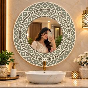 Miroir rectangulaire en os incrusté, cadre noir, style Art Déco indien, fait main, durable, à fixer au mur, vente en gros - Product Image 4