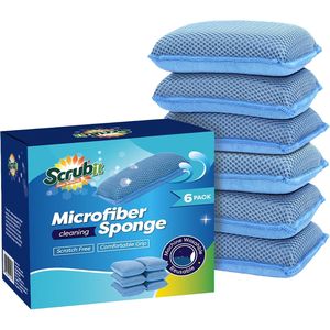 Miracle Microfiber Kitchen Scrub IT (confezione da 6) Spugne per la pulizia delle stoviglie per impieghi gravosi, spugne antigraffio per lavaggio a macchina, tamponi abrasivi - Product Image 1
