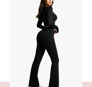 กางเกงโยคะทรงวีเอวสูงสีพื้น OEM สำหรับผู้หญิง ชุดกีฬาลำลอง เนื้อผ้านุ่มสบาย ระบายอากาศได้ดี กันกระแทก เซ็กซี่ เหมาะสำหรับการวิ่งและการฝึกซ้อม - Product Image 2