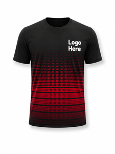 T-shirt à manches courtes pour homme, motif à pois dégradé noir et rouge, impression par sublimation, respirant, coupe classique, col rond, style décontracté - Product Image 2