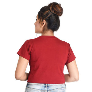 INDEX APPAREL Women's Red Crop <b>Top</b> O-Neck Short Sleeve Panda Print Casual Spring Summer Wear - Product Image 6