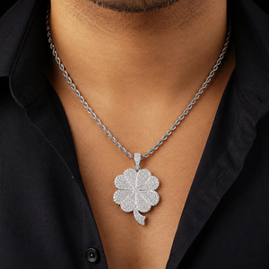 Pendentif Hip Hop Trèfle à Quatre Feuilles en Argent 925 Personnalisé, Sertissage Micro Pavé Moissanite Taille Brillant, Bijou de Luxe pour Mariage - Product Image 5