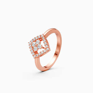 Anillo Apilable Cuadrado Geométrico con Diamante Cultivado en Laboratorio de 0.26 Ct Redondo |   En oro amarillo, blanco y rosa de 9 quilates - Product Image 1