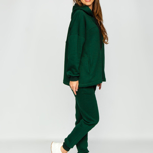 Conjunto de Sudadera con Capucha y Pantalones Deportivos de Invierno 2026, Personalizado, Grueso, Cálido, de Forro Polar, de Alta Calidad, para Mujer, 2 Piezas, Color Sólido - Product Image 5