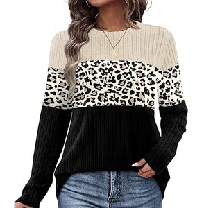 Suéter Extra Grande de Lujo Hecho a Medida por el Fabricante, Cárdigan de Dos Tonos con Estampado Jacquard, Suéteres de Cuello Redondo para Mujer - Product Image 6