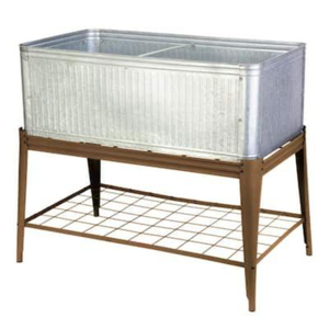 Support de plantes de style farmhouse avec design côtelé, finition en fer antique argenté et brun pour la décoration intérieure, extérieure, de la salle et du jardin - Product Image 2