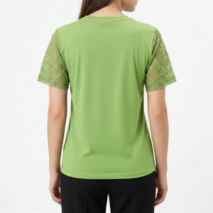 Elegant Street Style Women <b>Patchwork</b> Lace Short Sleeve T Shirt Sexy Regular Fit Casual <b>Top</b> 100% Cotton Y2K Women T-Shirt - Product Image 2