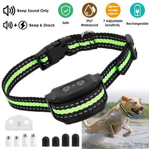 Collier anti-aboiement pour chien rechargeable et étanche IP67 avec 7 niveaux de sensibilité réglables, fonction de choc électrique et de bip sonore - Product Image 2