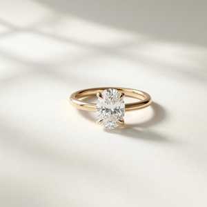 Bijoux fins de luxe, or jaune 9 carats, certificat IGI, diamant de laboratoire 1,5 ct, coupe ovale, bague de fiançailles solitaire, bague de mariage - Product Image 1