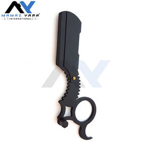 Rasoir professionnel pour les doigts avec étui en cuir noir – Rasoir droit de barbier de qualité supérieure pour la coupe de cheveux et le rasage de près - Product Image 5